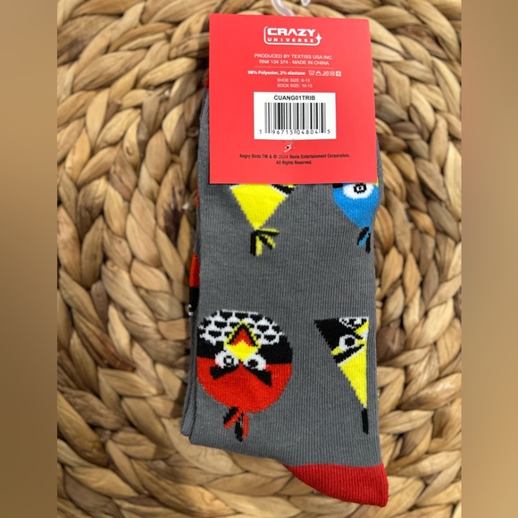 ✨NWT✨ANGRY BIRDS 🐤🐦🐦‍🔥CREW SOCKS 🧦🧦 ADULT Shoe Size 6-13 - Picture 7 of 7